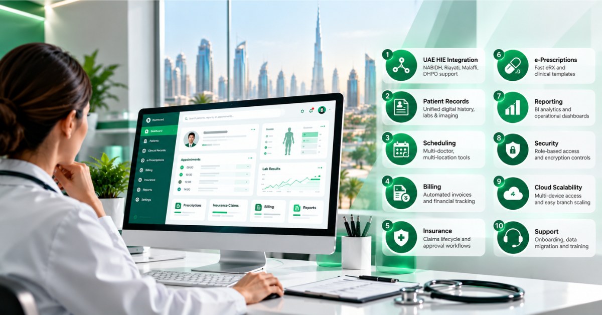 Key EMR software features for UAE clinics compared